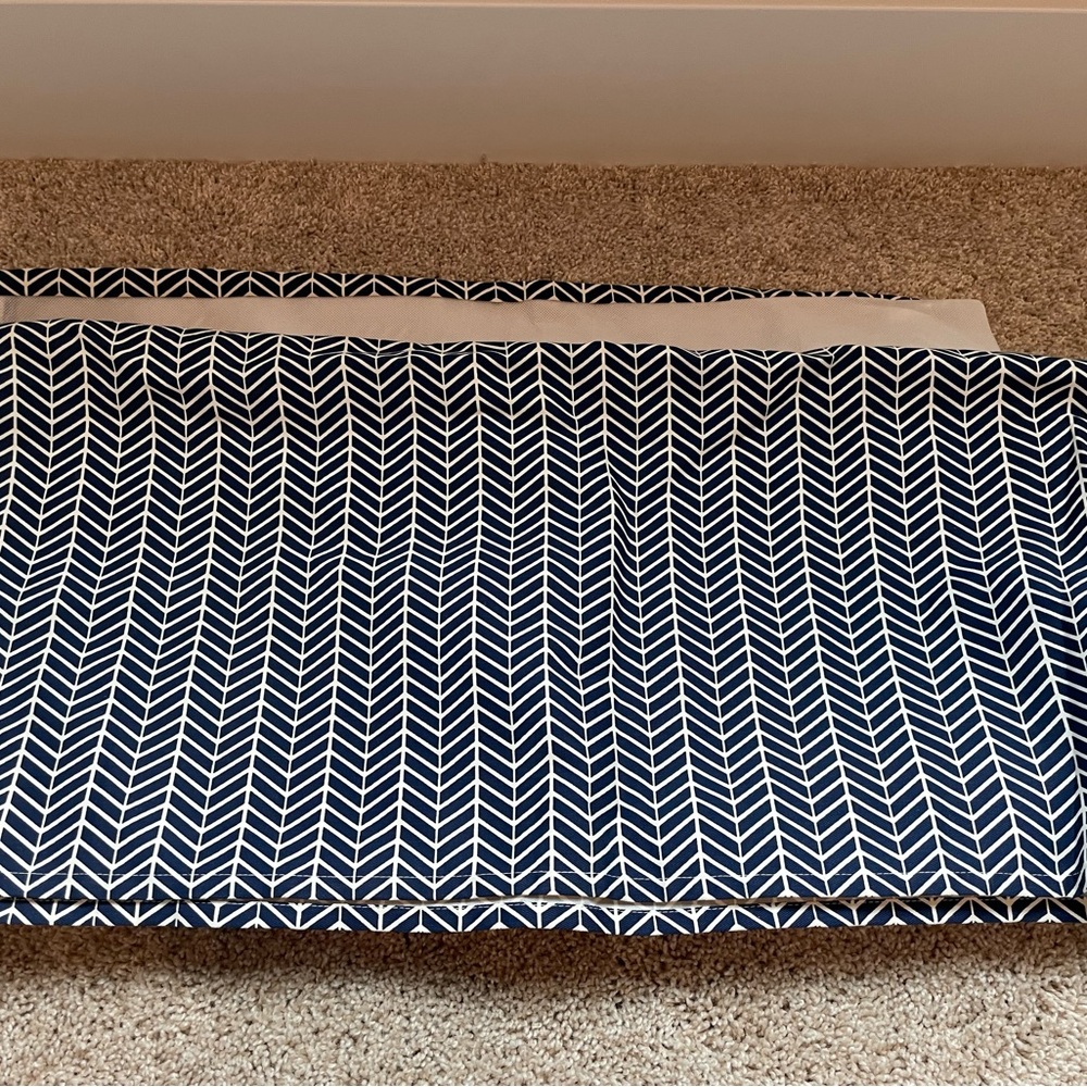 Navy and White Chevron Patterned Dust Ruffle
